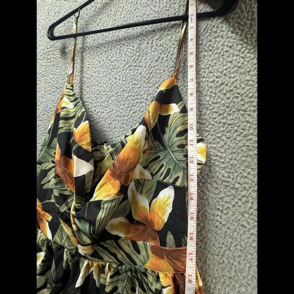 Willotis Dress Womens 2X Green Orange Floral Hawaiian Tie Back Midi Stretch - Picture 11 of 12